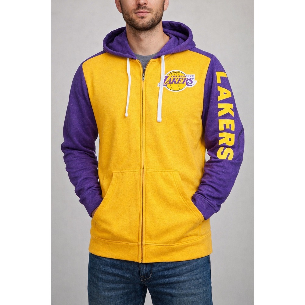 Fanatics LA Lakers Full Zip Hoodie Mens M Purple Gold NBA Sweatshirt